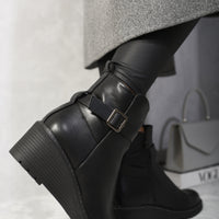 Side Zip Low Wedge Chelsea Ankle Boots
