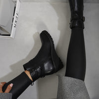 Side Zip Low Wedge Chelsea Ankle Boots