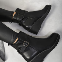 Side Zip Low Wedge Chelsea Ankle Boots