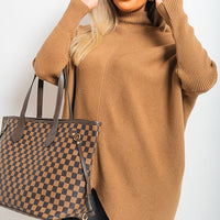 Turtle Neck Longline Knitted Jumper
