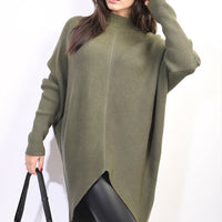 Turtle Neck Longline Knitted Jumper