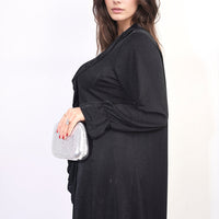 Oversized Satin Ruffle Shirt Dress
