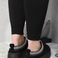 Platform Slip-On Shoes in Cream with Geometric Trim