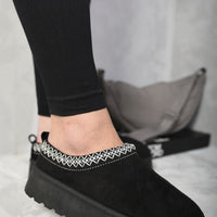 Platform Slip-On Shoes in Cream with Geometric Trim