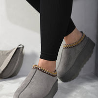 Platform Slip-On Shoes in Cream with Geometric Trim