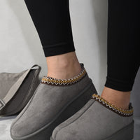 Platform Slip-On Shoes in Cream with Geometric Trim