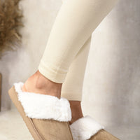 Fuzzy Faux Fur Lined Slip-On Slippers