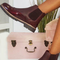 Faux Leather Brogue Chelsea Boots