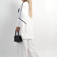 Contrast Trim Oversized Cardigan & Wide Leg Co-ord Set