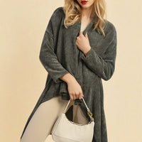 Open Front Long Back Knitted Cardigan
