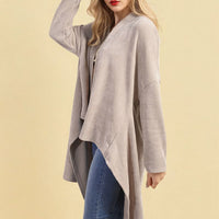 Open Front Long Back Knitted Cardigan