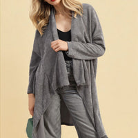 Open Front Long Back Knitted Cardigan