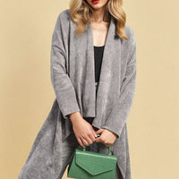 Open Front Long Back Knitted Cardigan