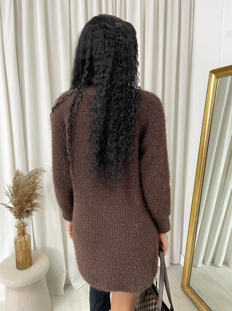Chunky Roll Neck Knitted Jumper Dress