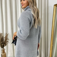 Chunky Roll Neck Knitted Jumper Dress