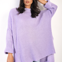 Oversized Jumper in Orange with High Neck and Side Splits