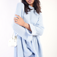 Oversized Jumper in Orange with High Neck and Side Splits