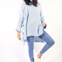 Oversized Jumper in Orange with High Neck and Side Splits