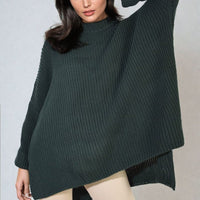 Oversized Jumper in Orange with High Neck and Side Splits