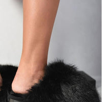 Faux Fur Slippers in Pink with Fluffy Uppers and Open Backs
