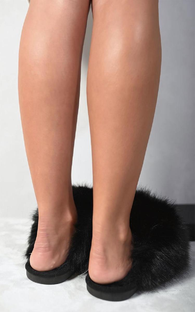 Faux Fur Slippers in Pink with Fluffy Uppers and Open Backs