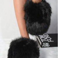 Faux Fur Slippers in Pink with Fluffy Uppers and Open Backs