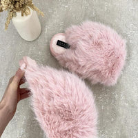 Faux Fur Slippers in Pink with Fluffy Uppers and Open Backs