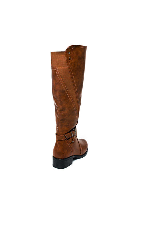 Knee High Boots in Camel with Buckle Detail