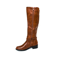 Knee High Boots in Camel with Buckle Detail