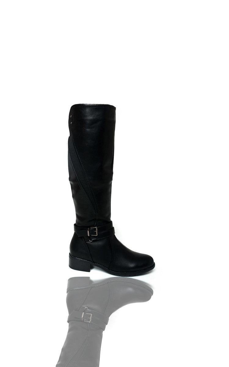 Knee High Boots in Camel with Buckle Detail