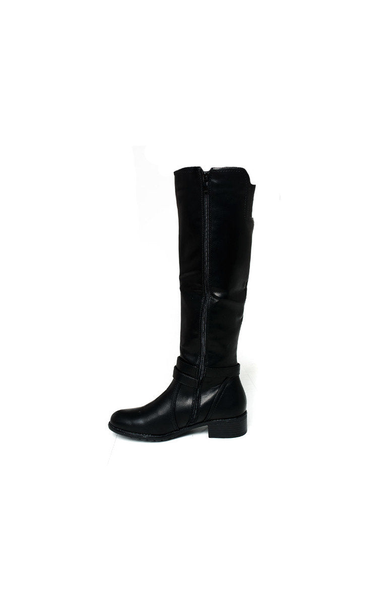 Knee High Boots in Camel with Buckle Detail