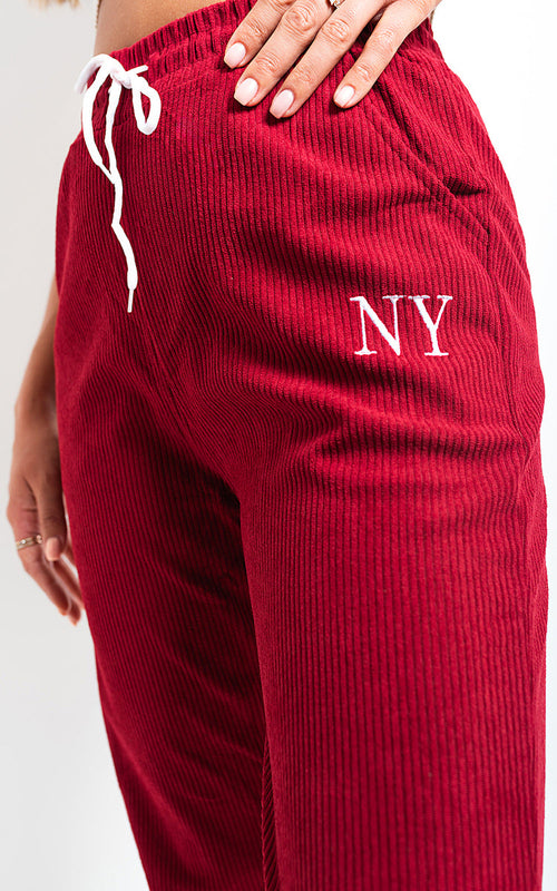 Ribbed Joggers in Khaki with Drawstring Waist and Pockets