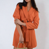Oversized Waist Tie Button Detail Blazer Jacket