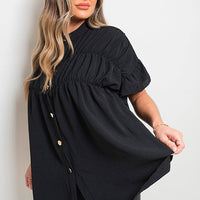 Button Down Pleated Frill Tops