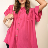 Button Down Pleated Frill Tops
