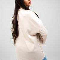Off-white oversized crewneck sweatshirt with long sleeves, back view