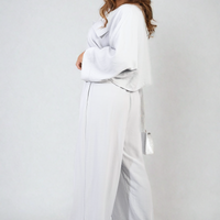 Oversized Long Sleeve Crop Top and Wide Leg Trouser Co-ord Set