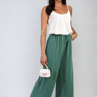 Drawstring Waist Wide Leg Trousers