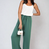 Drawstring Waist Wide Leg Trousers