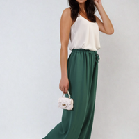 Drawstring Waist Wide Leg Trousers