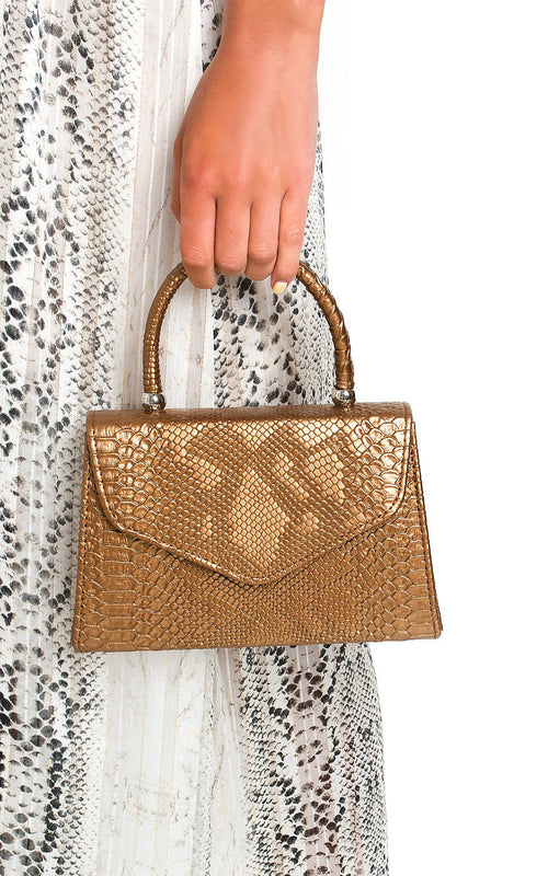 Faux Leather Handbag in Lilac with Top Handle and Chain Strap