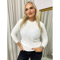 Fitted Long Sleeve Fluffy Knitted Top
