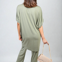 Twist Front Plunge Neckline Top and Trouser Co-ord Set