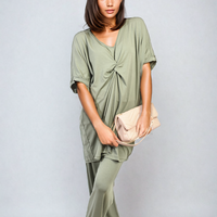 Twist Front Plunge Neckline Top and Trouser Co-ord Set