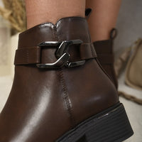 Buckle Side Zipper Closure Ankle Boots