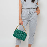 Loungewear Set in Grey with Boxy Top and Cropped Trousers
