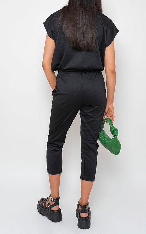 Loungewear Set in Grey with Boxy Top and Cropped Trousers