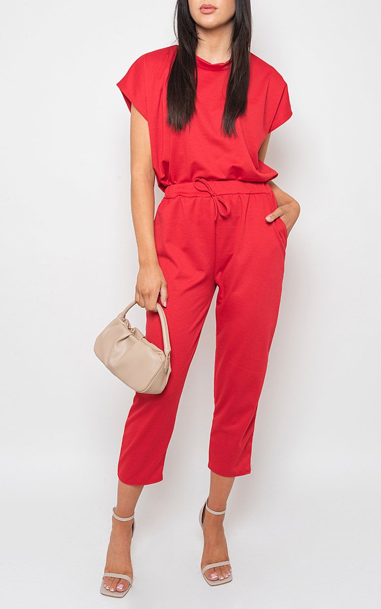Loungewear Set in Grey with Boxy Top and Cropped Trousers