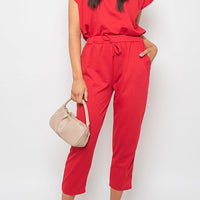 Loungewear Set in Grey with Boxy Top and Cropped Trousers
