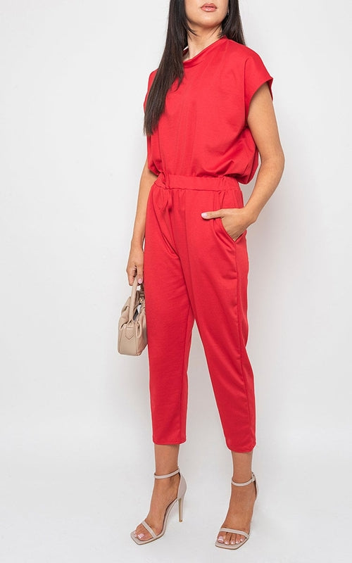 Loungewear Set in Grey with Boxy Top and Cropped Trousers